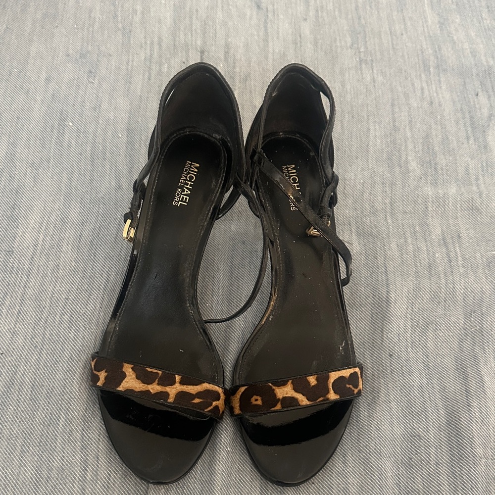 Michael Kors Black and Leopard Print Heels